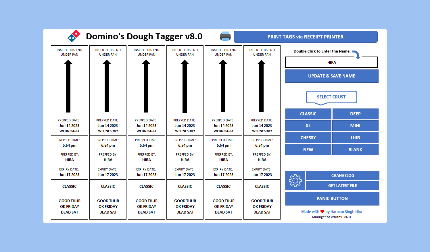 Pizza Dough Expiry Date Tagger - Microsoft Excel VBA